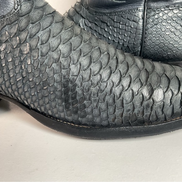 Vintage Nocona Blue Python Snakeskin Cowboy Boots 12 D USA Made Back Cut - Picture 16 of 16